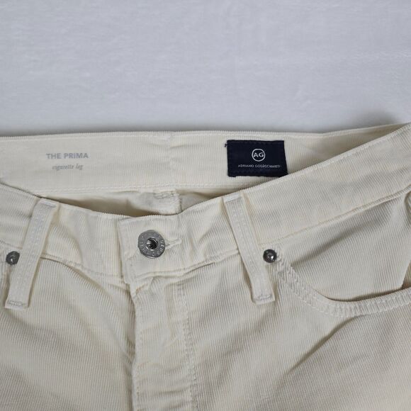 AG Adriano Goldschmied Prima Cigarette Leg Women’s Ivory Corduroy Pants Size 27 - Picture 3 of 13